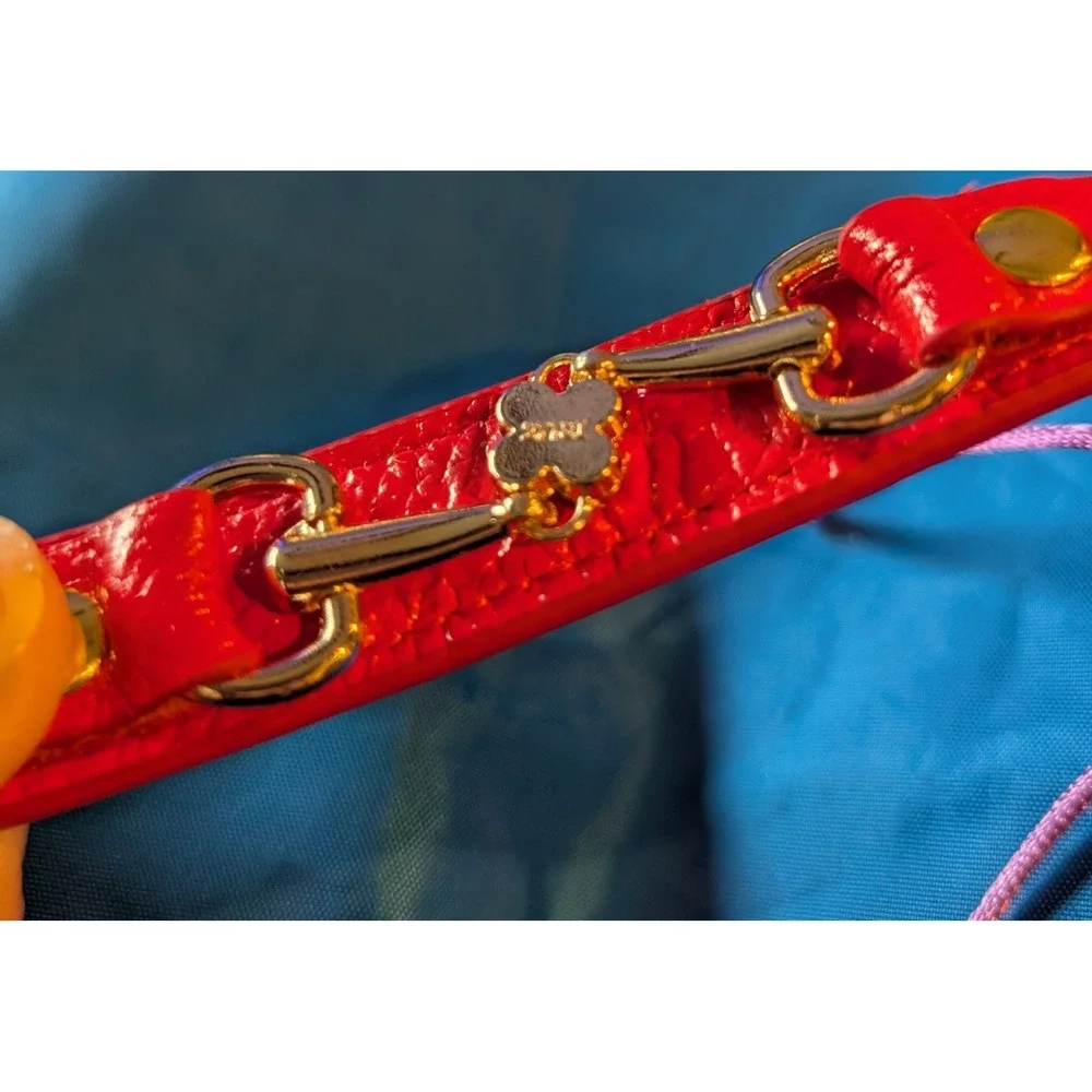 Clover Handmade Leather Dog Collar Small Red New